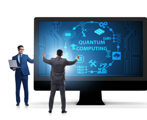 Concept of quantum computing with businessman