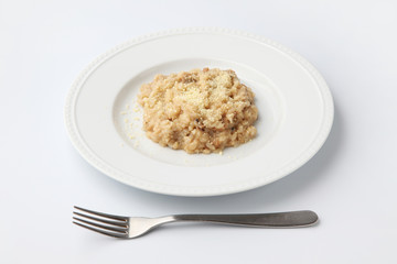 ポルチーニ茸 リゾット 米料理 白背景