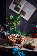 Carrot Cake Cinnamon Rolls with Cream Cheese Frosting..selective focus