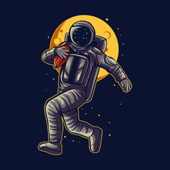 astronaut football running vector illustration