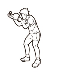 Ping Pong player, Table tennis action cartoon graphic vector