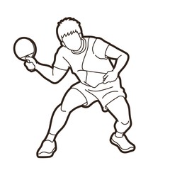Ping Pong player, Table tennis action cartoon graphic vector