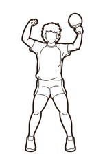 Ping Pong player, Table tennis action cartoon graphic vector