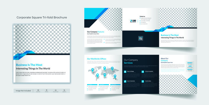 Square tri fold brochure template