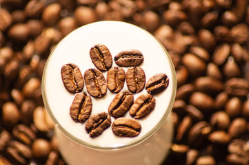 coffee beans and milk