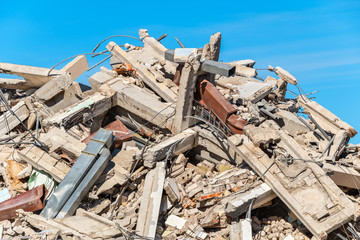 Ruined house at construction site