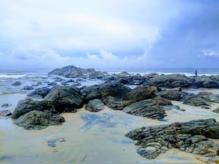 SEA,BLUESKY,OCEAN,ROCK BEACH,