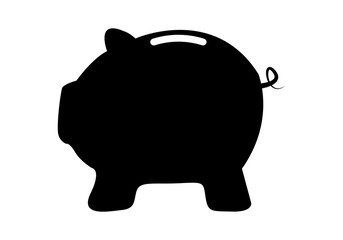 Silueta negra de una hucha de cerdo.