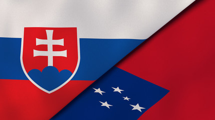 The flags of Slovakia and Samoa. News, reportage, business background. 3d illustration