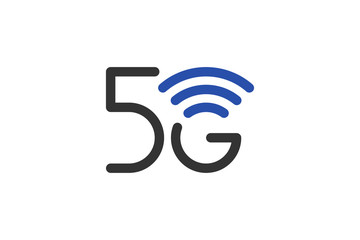 5G network connection business symbol. 5th generation wireless internet technology icon. Vector 5 G communication emblem design template isolated