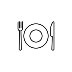 Plate and cutlery icon vector on white background