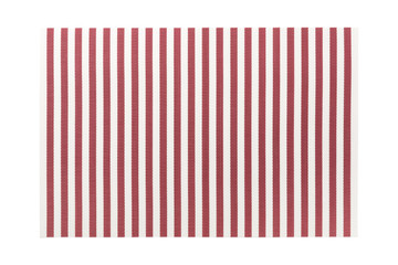 Fototapeta premium Top view of isolated red striped placemat for food. Empty space for your design