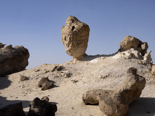 Bizarre boulder formation in Rok Garden reserve in the desert, Oman
