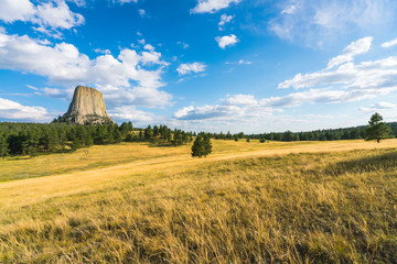 Devils Tower National Monumenton sunny day ,wyoming,usa.