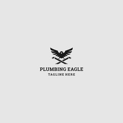 Plumbing eagle logo template design in Vector illustration