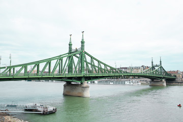 Liberty Bridge in Budapest. Beautiful city landscape.