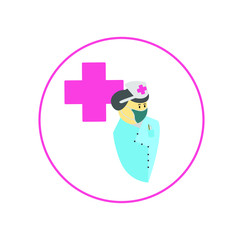 Vector illustration of flat colored icons with. Abstract medicine background with medical, health, healthcare, doctor, pills, cross symbols. Design elements for mobile, web applications.