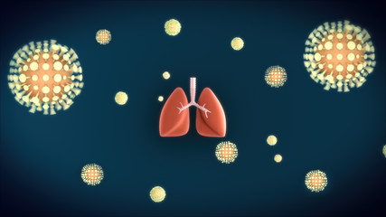 3d visualization scientific background how COVID 19 Coronavirus affect lung