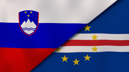 The flags of Slovenia and Cape Verde. News, reportage, business background. 3d illustration