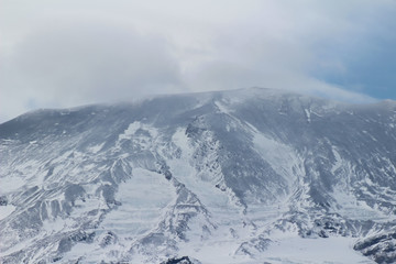 Fototapeta na wymiar San José de Maipo volcano in winter, Cajón del Maipo, Central Andes of Chile.
