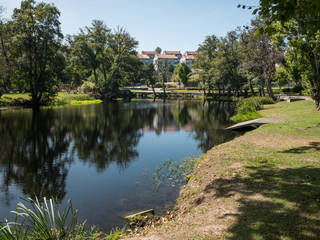 Riverside park at the Arnoia River in Allariz, Galicia, Spain