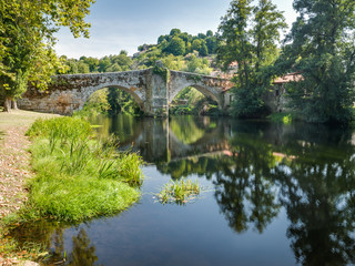 Fototapeta na wymiar Bridge of Vilanova, a romanesque bridge across the Arnoia River at Allariz, Ourense, Galicia, Spain