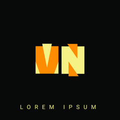 Modern creative shaped VN, NV, V, N logo. Initial Logo Designs Templete with Black Background. Vector Illustration

