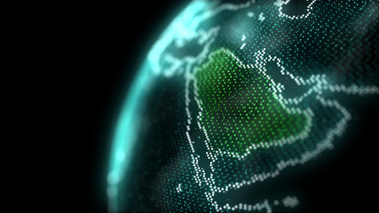 Saudi Arabia Map Hologram Effect, KSA Digital global map	
