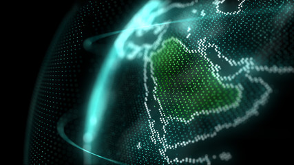 Saudi Arabia Map Hologram Effect, KSA Digital global map	
