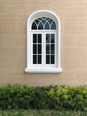 Fototapeta na wymiar Curved Modern White Wood Windows
