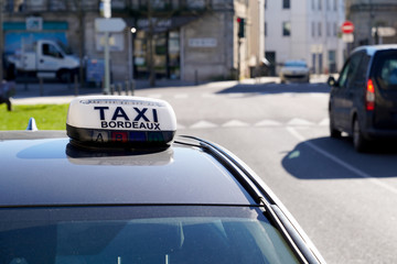 Taxi car parked in Bordeaux city France