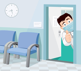 Waiting room in the hospital. Private medical practice. Modern Interior at the doctor. The best medical health care.