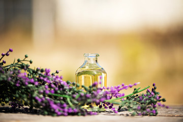 lavender and oil. Spa bottle. 