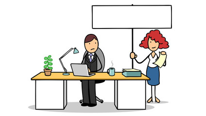 Chefin überreicht Kündigung an Arbeitnehmer in Firma