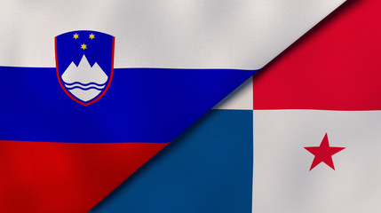 The flags of Slovenia and Panama. News, reportage, business background. 3d illustration