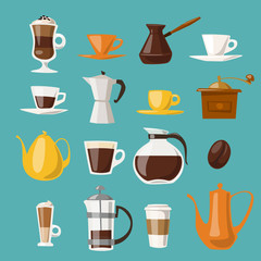 Vector set with coffee food and drink elements
