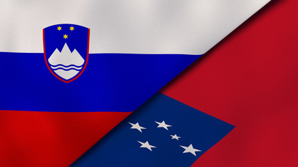 The flags of Slovenia and Samoa. News, reportage, business background. 3d illustration