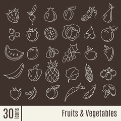 Flat icons in Fruits and Vegetables infographic icons set.
