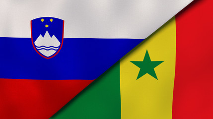The flags of Slovenia and Senegal. News, reportage, business background. 3d illustration