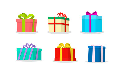Christmas and New year holiday colorful boxes for presents