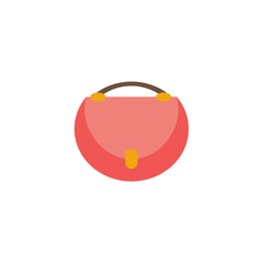 Women handbag flat icon, Blue modern bag isolated on white. Vector hand bag illustration