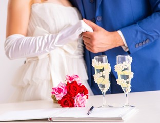 Wedding ceremony with wife and husband