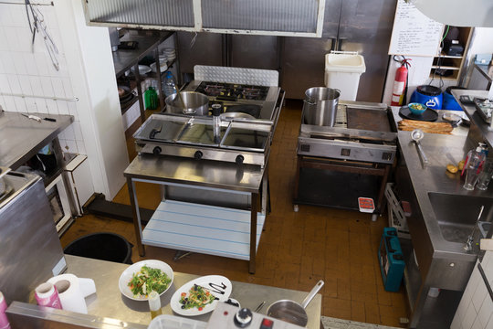 Empty professional restaurant kitchen