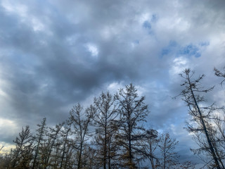 Cloudy sky before the snow