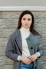 Woman portrait walking in the street