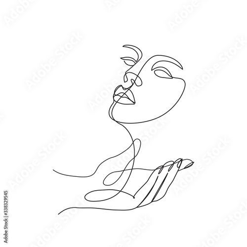 Abstract Woman Face With Hand One Line Drawing Portrait Minimalistic Style Continuous Line Wall Mural Colorvalley Abstract Woman Face With Hand One Line Drawing Portrait Minimalistic Style Continuous Line Wall Mural Colorvalley