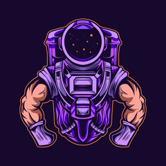 astronaut muscle vector illustration design
