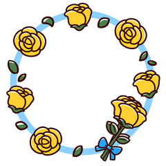 バラの丸フレーム　黄色