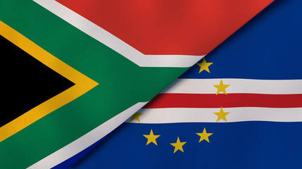 The flags of South Africa and Cape Verde. News, reportage, business background. 3d illustration