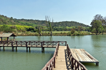 Wooden Footbridge at Tararak Waterfall (Nam Tok Tararak), Mae Sot, Tak, Thailand, Asia